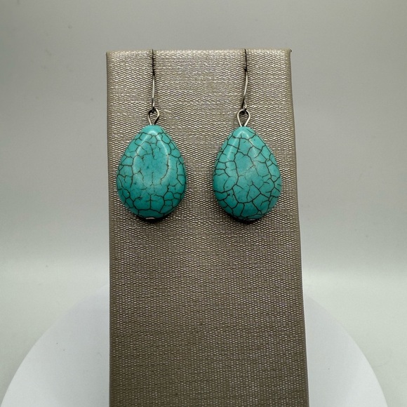 Vintage-Style Turquoise Teardrop Earrings | Boho Southwestern Jewelry - Picture 1 of 3